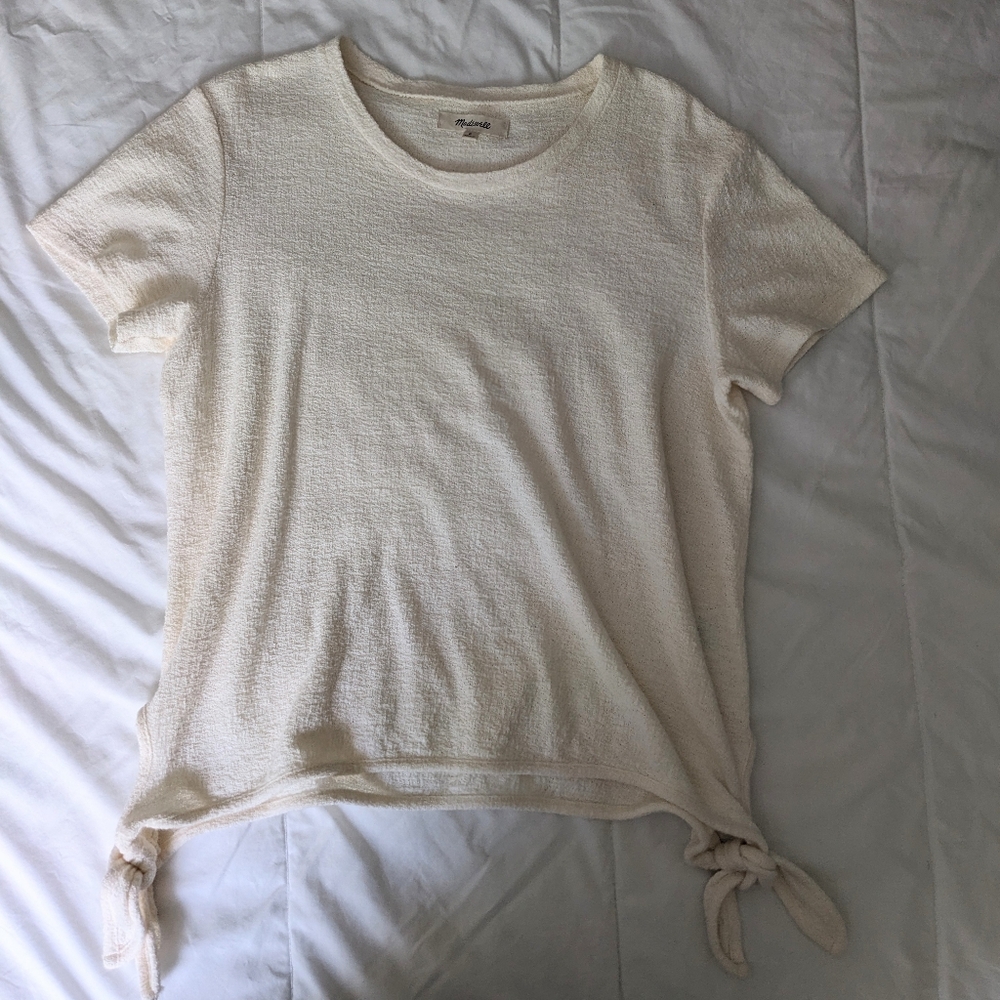 Cream colored Madewell top with side ties